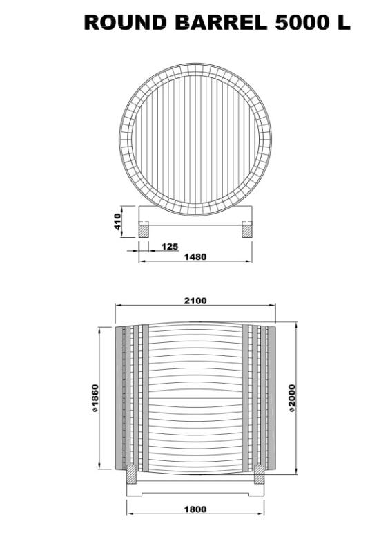 f.  DREVENÝ DUBOVÝ SUD 5 000 L - okrúhly 1