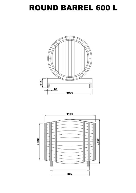 5.  DREVENÝ DUBOVÝ SUD   600 L 1